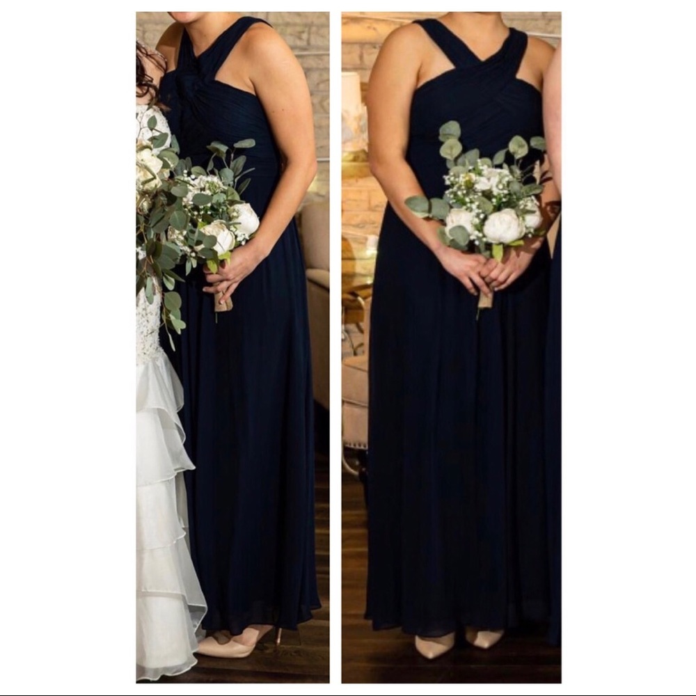 Levkoff navy chiffon bridesmaids dress — sz 8